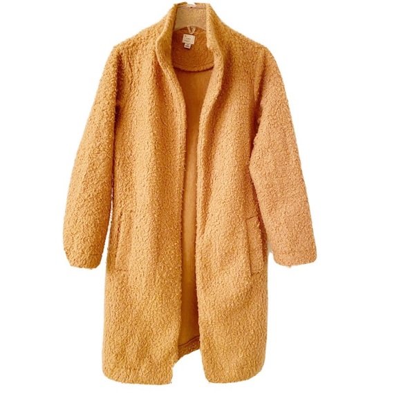 A New Day Fuzzy Open Front Overcoat Tan Size XS - Picture 2 of 7